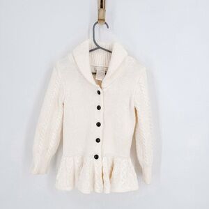 Cream Button-Up Knit Cardigan